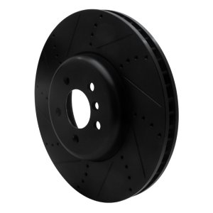 BMW 550I GT xDrive Brake Rotor (1) - Left Front - R1 Concepts - Drilled & Slotted - Black - `09-`17